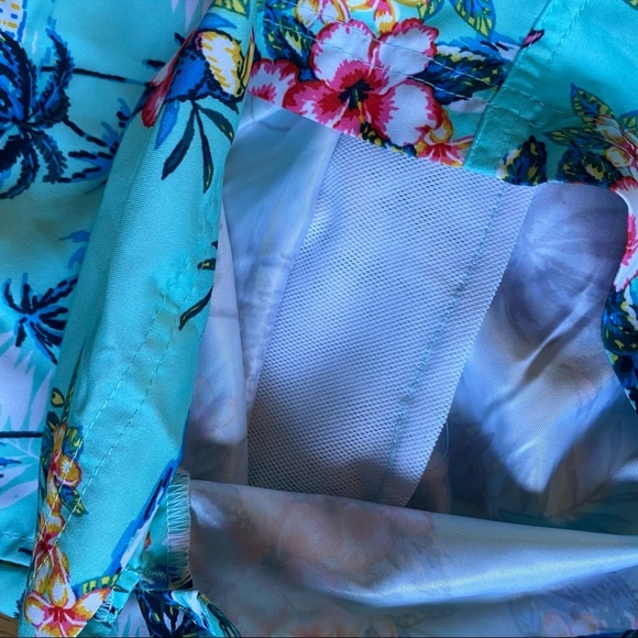 Jake Austin Board Shorts Swim Trunks Lined Large Hawaiian Palm Trees Beach sz S - Picture 2 of 5